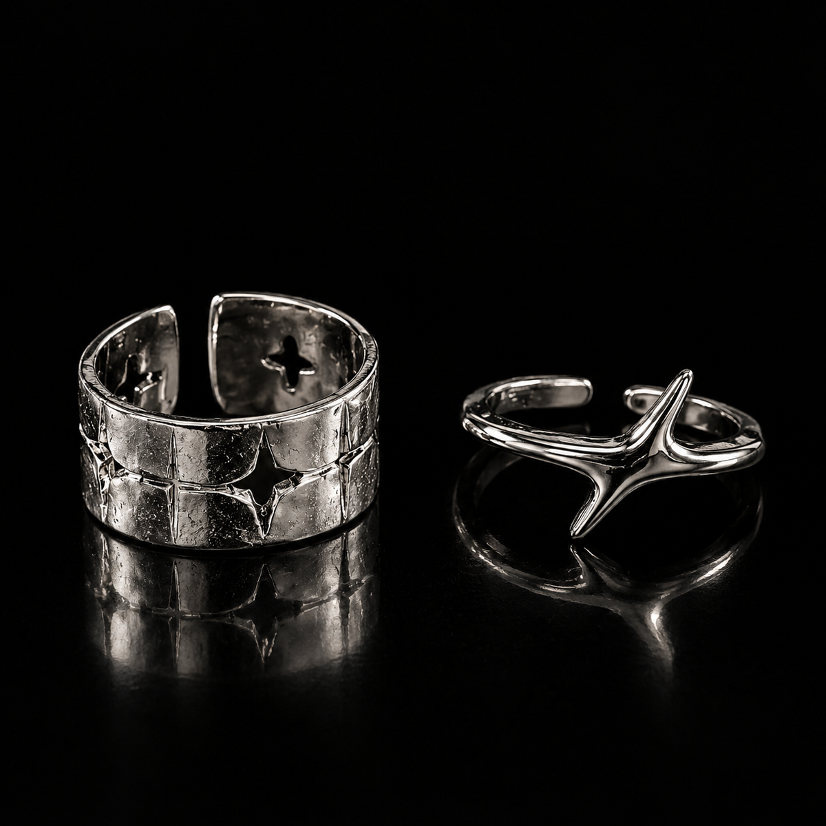 Chrome Edge Ring Set | 2 Rings